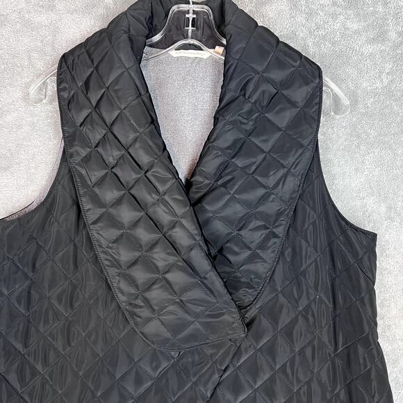 Soft Surroundings Quilted Crossover Puffer Vest Women’s S Black Snowline - Picture 2 of 9